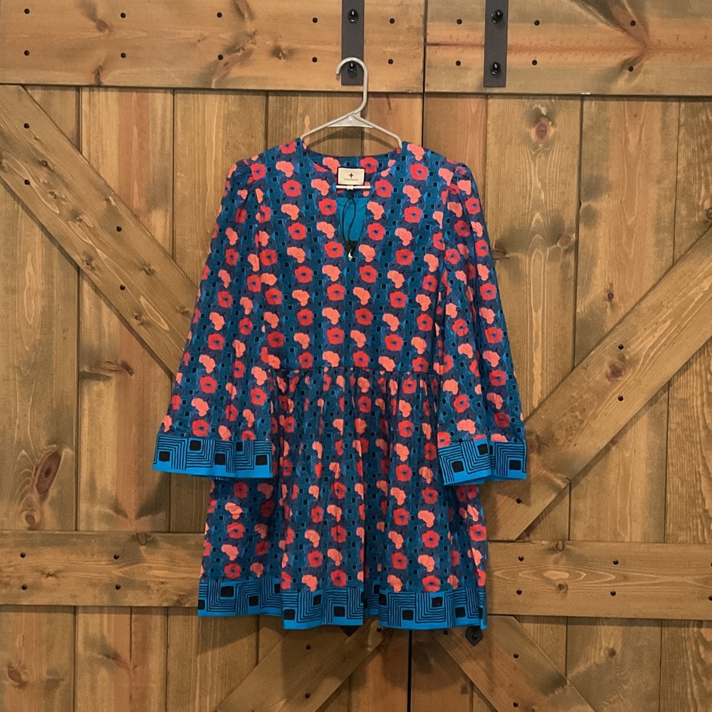 Tuckernuck Blue and Red Floral Izzy Dress